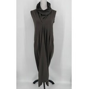 Rick Owens Cowl Neck Midi Dress Size Medium Sleeveless Draped Avant Garde Grunge